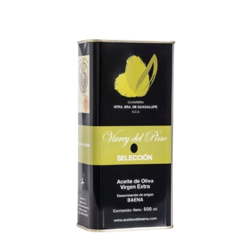 lateral Aceite de oliva virgen extra Virrey del Pino 500 ml con D.O.P. Baena