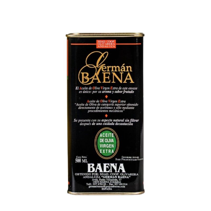 Aceite de oliva virgen extra sin filtrar Germán Baena 500 ml lata D.O.P. Baena