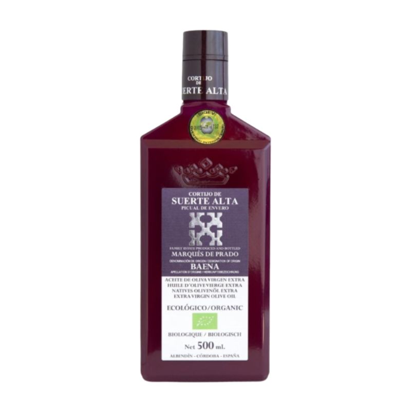 Aceite de oliva virgen extra ecológico Picual Suerte Alta 500 ml en botella AOVE D.O.P. Baena